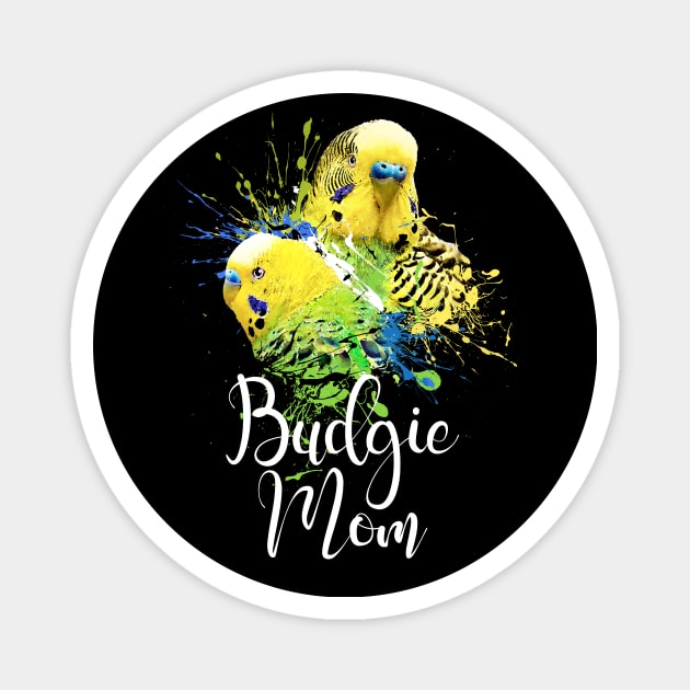Color Splatter Budgie Parrot Mom Black Magnet by BirdNerd